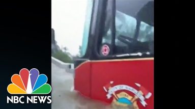 Fire Trucks In Naples Caught In Flooding