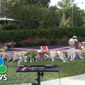 Mourners In Washington Remember Queen At Memorial Outside British Embassy