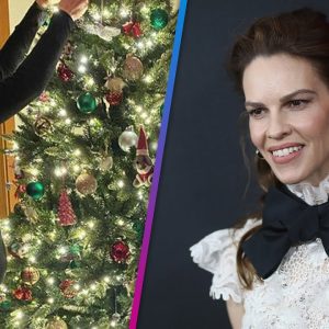Hilary Swank Puts Baby Bump on Display While Decorating Christmas Tree