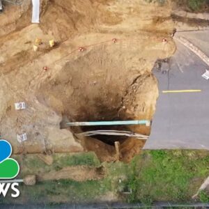 WATCH: Drone video shows aftermath of Los Angeles sinkhole that swallowed cars