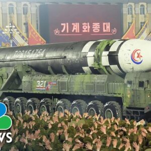 North Korean leader Kim and daughter attend huge military parade