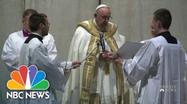 Pope Francis leads Easter vigil Mass after missing outdoor procession on Friday
