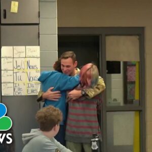 Army staff sergeant’s reunion with kids accompanied by school marching band and more good news