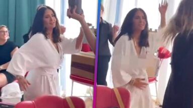 Salma Hayek Suffers MULTIPLE Wardrobe Malfunctions During Bathrobe Dance Party!