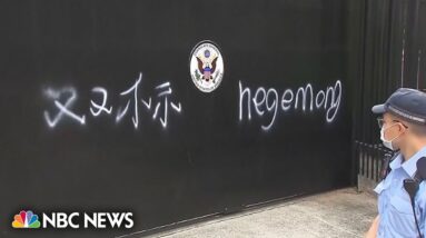 Man arrested after spray painting graffiti on U.S. consulate in Hong Kong