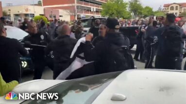 Protests over Pride Month at California school board meeting turn violent