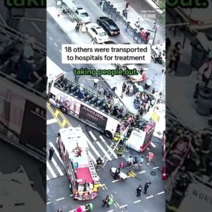 A double-decker #bus and #citybus collided in #NewYorkCity