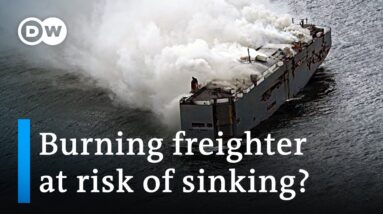 Burning cargo ship off the Dutch coast could cause environmental disaster | DW News