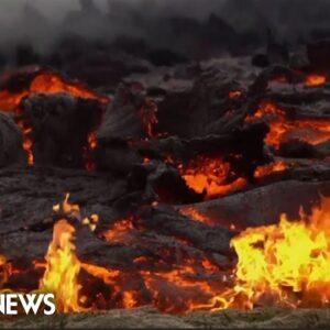Lava spews into the air after volcano erupts in southwest Iceland