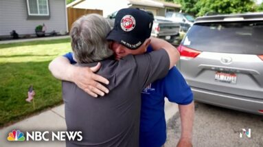 Neighbors honor veteran with homecoming surprise
