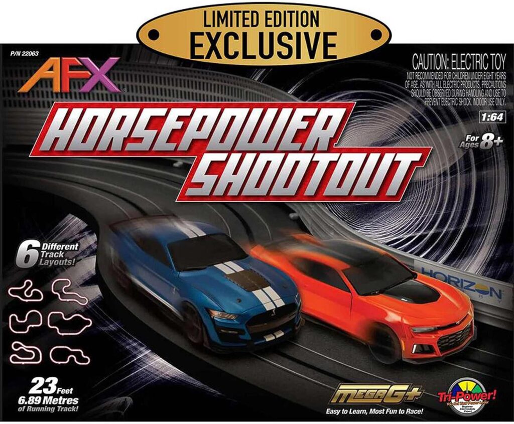 AFX/Racemasters Horsepower Shootout Set AFX22063 HO Slot Racing Sets AFX/Racemasters Horsepower Shootout Set AFX22063 HO Slot Racing Sets