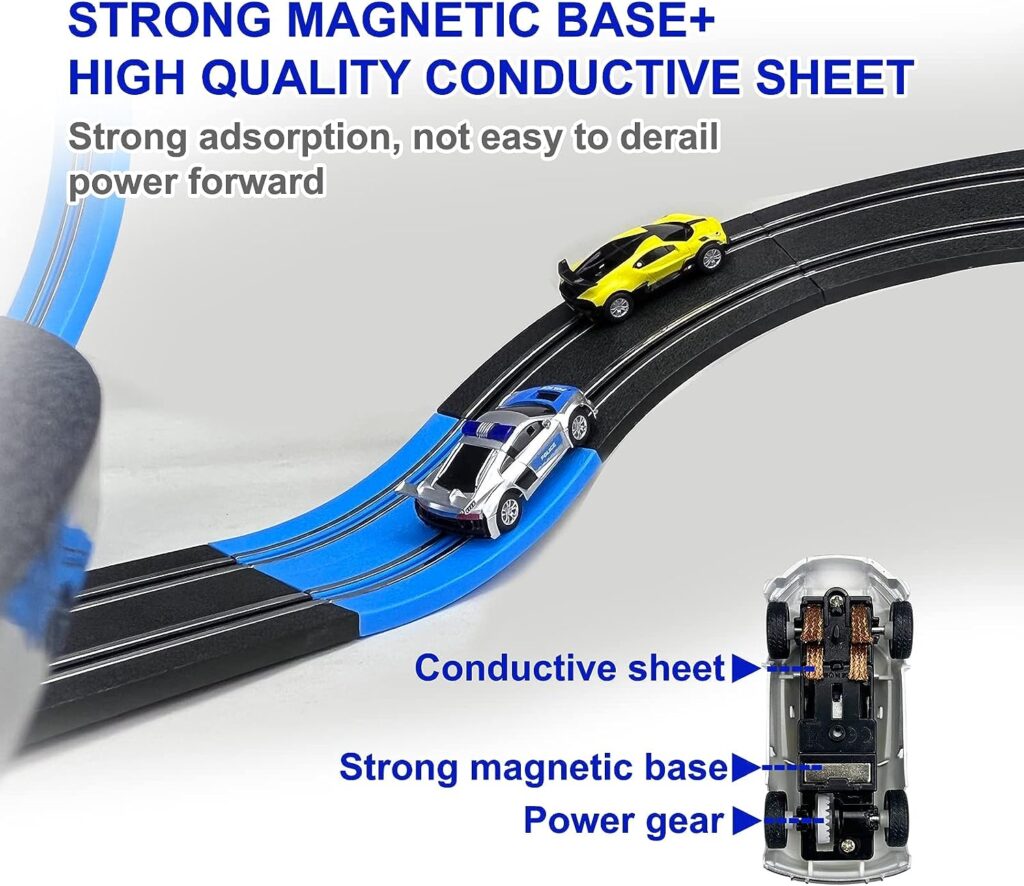AGM MASETCH High Speed Series Tram Dual Track Set, 8.4m Electric Track with 3 Vehicles Slot car Racing, Comes with 2 Hand Controls and Track Parts and a Lap Counter AGM MASETCH High Speed Series Tram Dual Track Set, 8.4m Electric Track with 3 Vehicles Slot car Racing, Comes with 2 Hand Controls and Track Parts and a Lap Counter