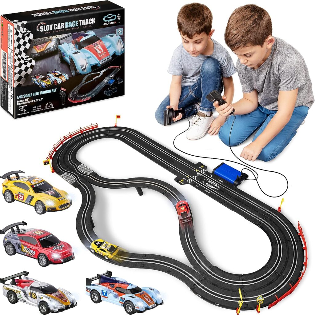 Atlasonix Slot Car Race Track Sets - Slot Cars, Race Tracks Accessories Electric Race Car Track, Dual Electric Race Track, Electric Race Car Track Set for Girls Boys Age 8-12, 1:43 Scale Atlasonix Slot Car Race Track Sets - Slot Cars, Race Tracks Accessories Electric Race Car Track, Dual Electric Race Track, Electric Race Car Track Set for Girls Boys Age 8-12, 1:43 Scale