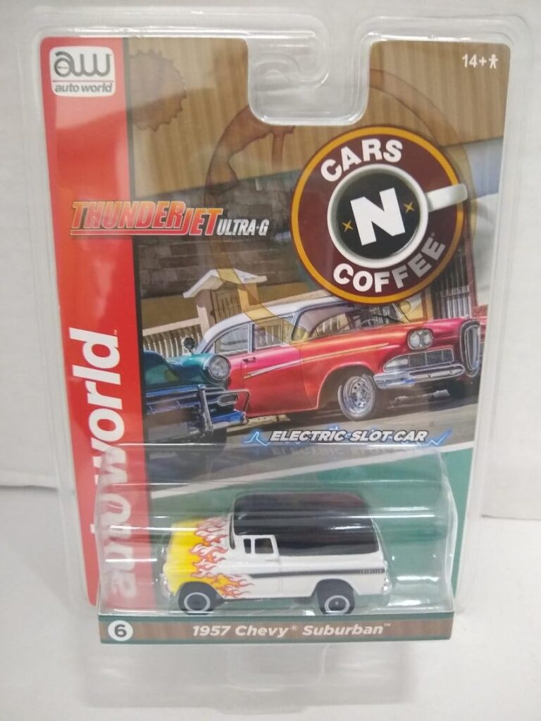 Auto World SC392-6A Cars N Coffee 1957 Suburban HO Scale Electric Slot Car - White Auto World SC392-6A Cars N Coffee 1957 Suburban HO Scale Electric Slot Car - White