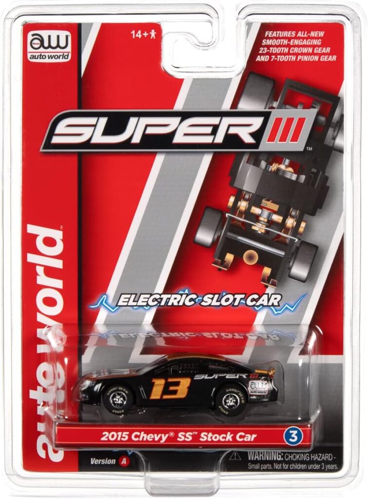 Auto World Super III 2015 Chevy SS Stock Car (Black/Gold) HO Scale Slot Car Auto World Super III 2015 Chevy SS Stock Car (Black/Gold) HO Scale Slot Car