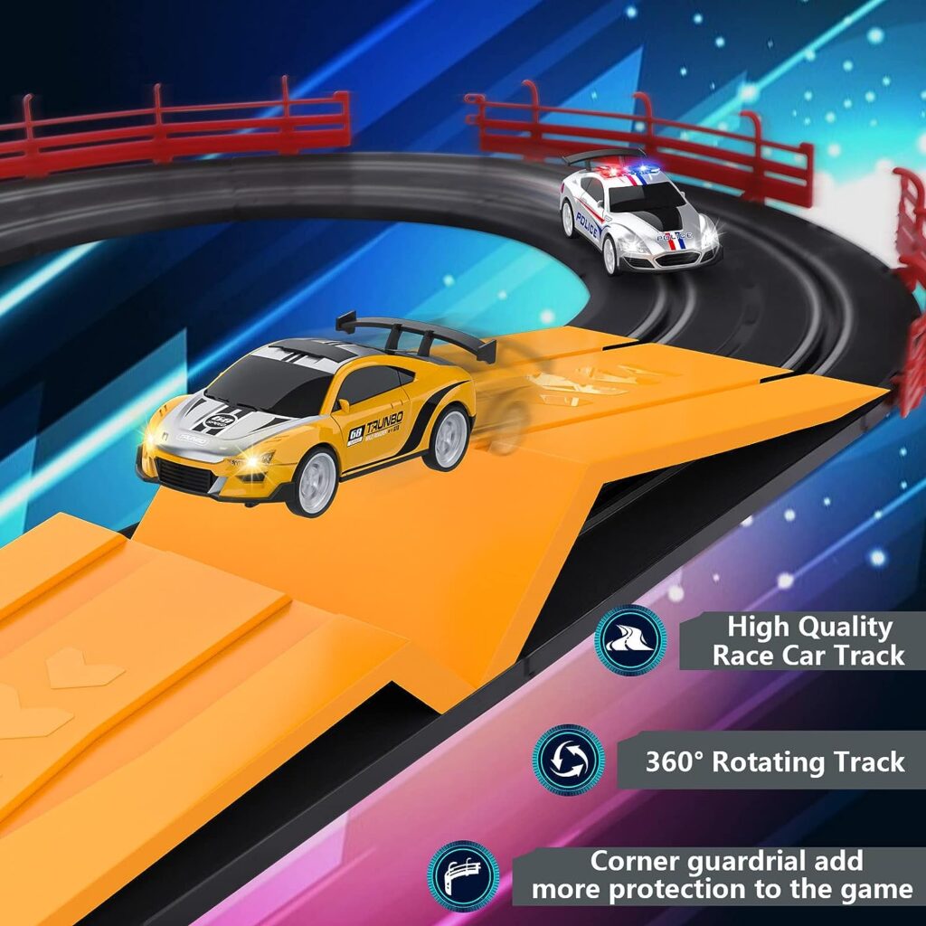 Electric High-Speed Slot Car Race Car Track Sets with 2 1:43 Scale Slot Cars and 2 Hand Controllers with Headlights and Dual Racing, Toys Gifts for 8 9 10 11 12 Boys Girls Electric High-Speed Slot Car Race Car Track Sets with 2 1:43 Scale Slot Cars and 2 Hand Controllers with Headlights and Dual Racing, Toys Gifts for 8 9 10 11 12 Boys Girls