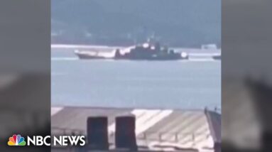 Russian landing ship appears damaged in sea drone attack