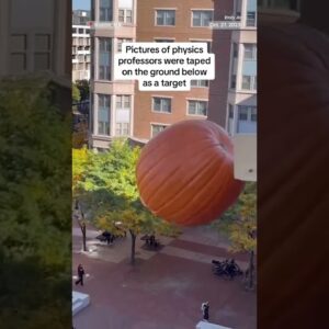 Boston University students drop pumpkins 70 ft. for physics experiment