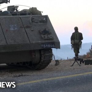 Israeli troops and tanks deployed and ready on the Lebanese border