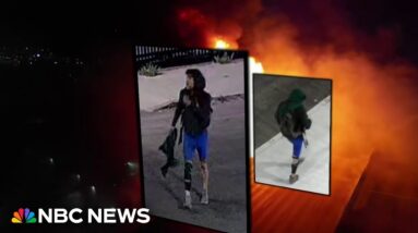 L.A. freeway damaged by fire reopens amid manhunt for person of interest