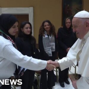 Pope Francis meets with families of hostages and Palestinians with relatives in Gaza