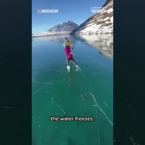 Skating over a glassy lake in Alaska