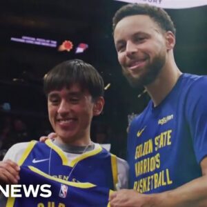 Arizona student meets idol Steph Curry after he sinks buzzer-beater
