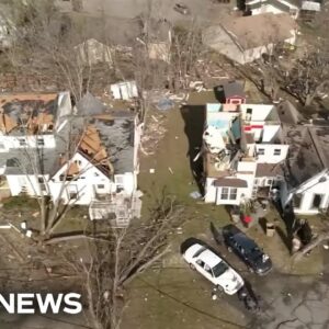 Drone video shows destruction after Tennessee tornado