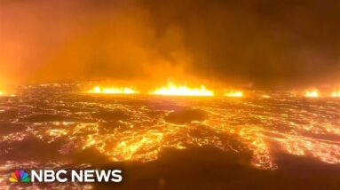 Massive volcanic eruption in Iceland threatening communities as lava spews