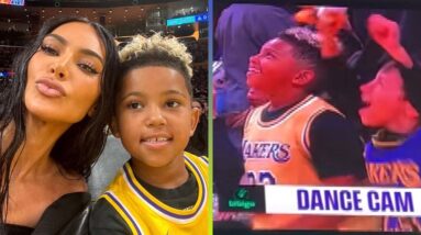 Saint West DANCES on Jumbotron at Lakers Game!