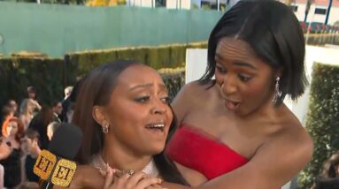 Ayo Edebiri and Quinta Brunson BURST INTO SONG at Golden Globes (Exclusive)