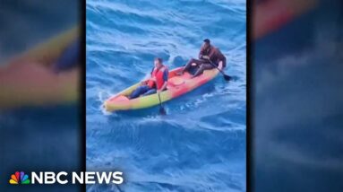 Video shows men rescued by cruise ship after boat sinks off coast of Mexico