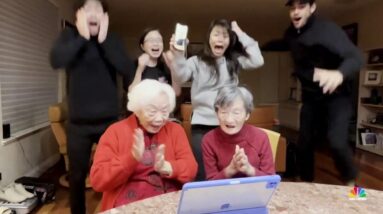 Moment of joy caught on camera as filmmaker and his family celebrate Oscar nomination