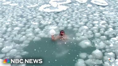 Chicago man takes cold plunge in Lake Michigan during deep freeze