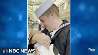 Navy sailor meets newborn daughter for first time in joyful moment