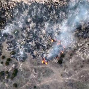 Dramatic wildfire drone video shows scorched, smoldering Texas landscape