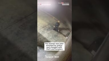A burglar was caught on video stretching before breaking into a bakery