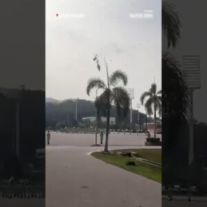Two Malaysian military helicopters collided and crashed during a training session.