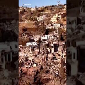 Drone footage from the Pacific Coast Highway in Malibu shows the extent of the wildfire destruction.